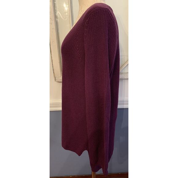 Large 525 America Purple Women's V-Neck Sweater 100% Cotton Long Sleeve - Picture 4 of 6